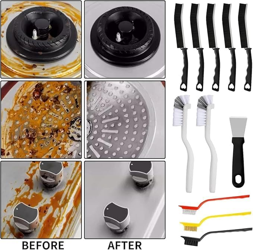 11Pcs Crevice Cleaning Brush Set &ndash; Heavy-Duty Grout & Corner Scrub Brushes, Deep Groove Cleaner Tools for Bathroom, Kitchen, Toilet & Tile &ndash; Hard Bristle Detailing Brushes for Home Essentials.