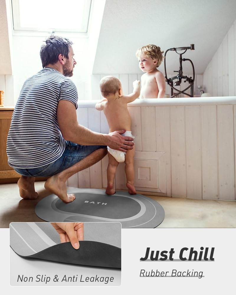 Montvoo Bath Mat - Non Slip, Quick Dry, Stain Resistant Bath Mat Rug for Bathroom Floor - Easy Care Shower Rug for outside Bathtub - 17"X27" Grey image number 3