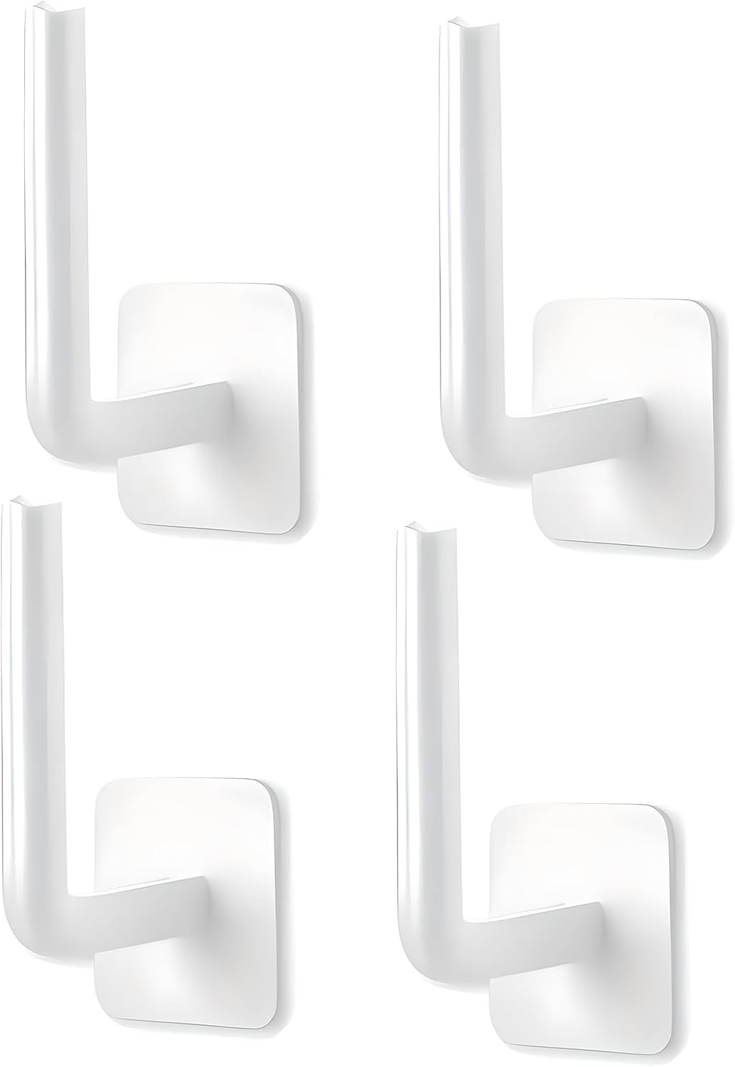 4 Pcs Curtain Holders, Self-Adhesive Hooks, L-Shaped Curtain Holdbacks, No Drill Curtain Pull Backs for Kitchen Living Room Office White image number 1