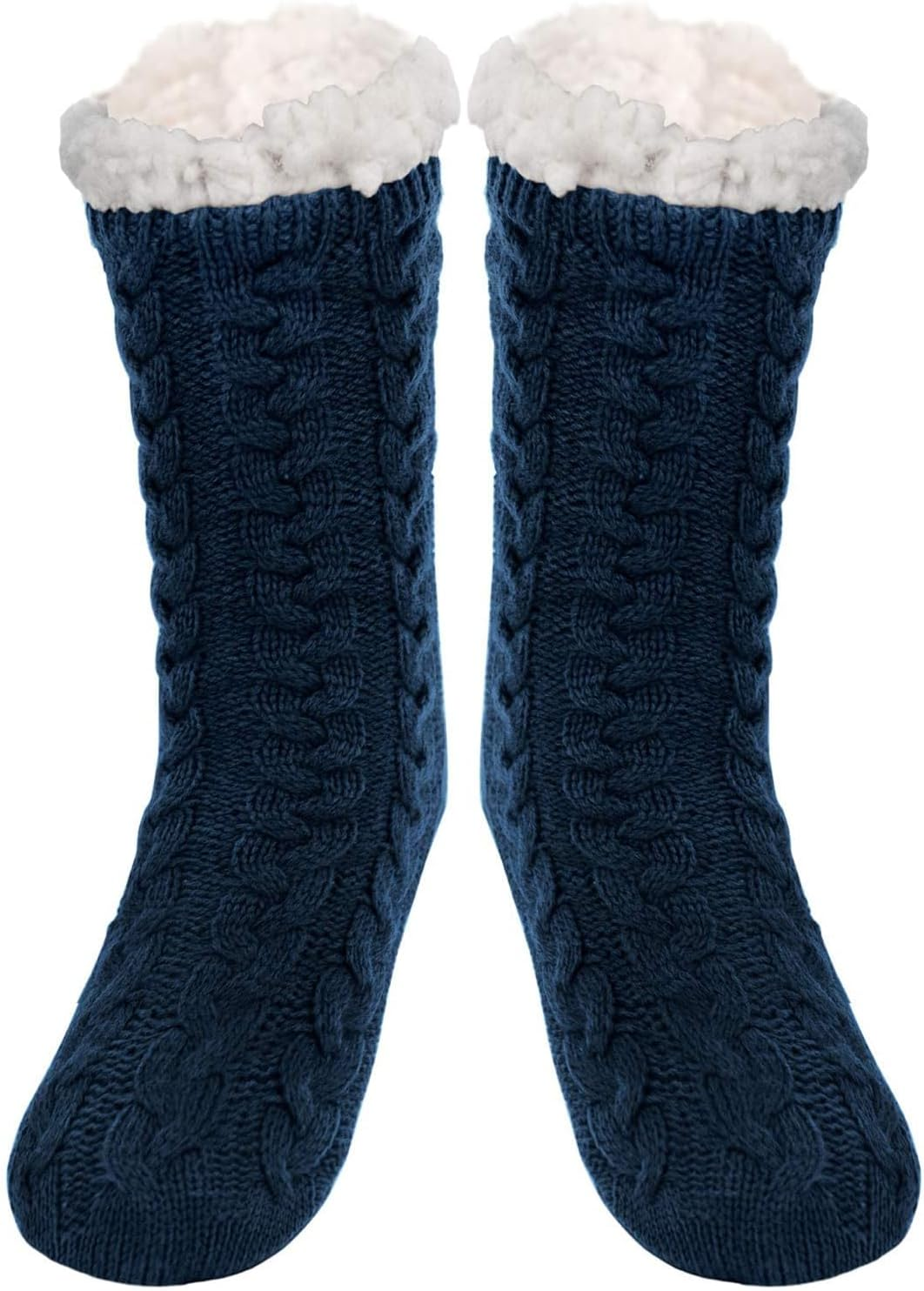 YADIFEN Mens Warm Fleece Lined Winter Soft Non Slip Socks Mens Slipper Socks (One Size Fits 6-12)