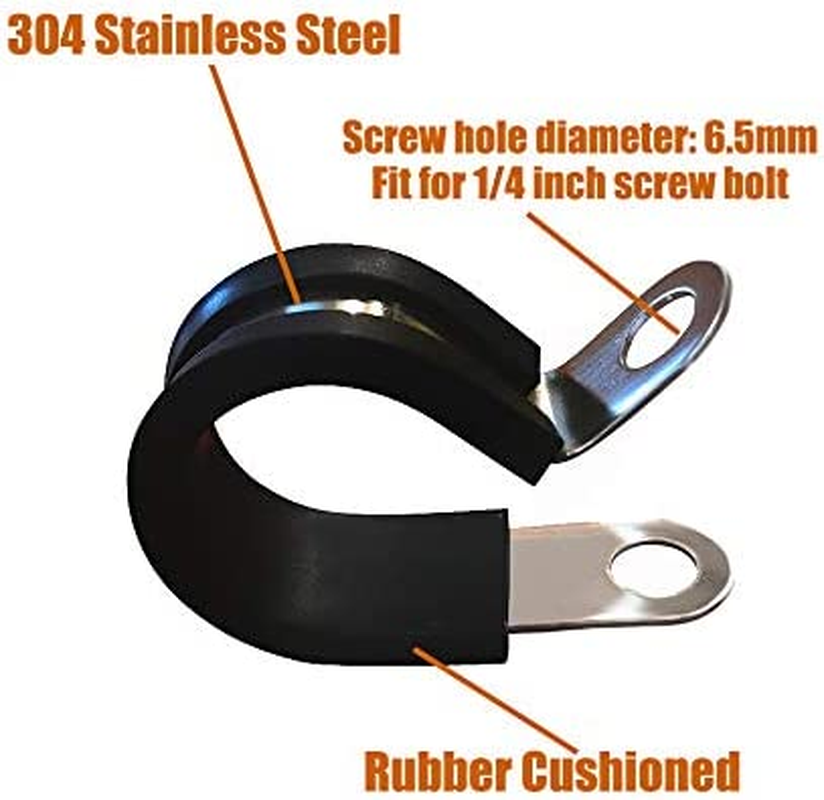 ISPINNER 12 Pack 1.375 Inch Rubber Cushioned Stainless Steel Cable Clamp, Hose Clamp, Pipe Clamp (1-3/8 Inch)