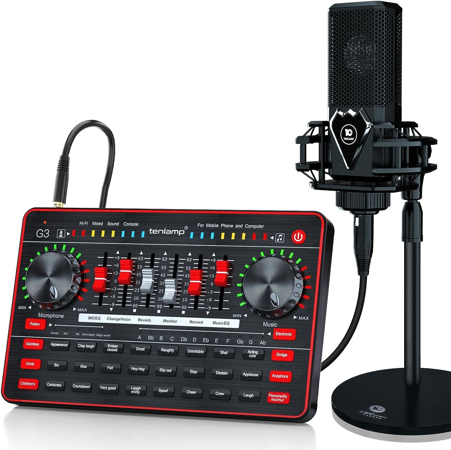 Tenlamp Audio Mixer Kit, G3 Live Sound Card & Studio Recording Microphone, Audio Interface Voice Changer, USB DIGITAL Podcast Equipment Bundle for Streaming/Singing/Gaming on Phone or PC image number 4