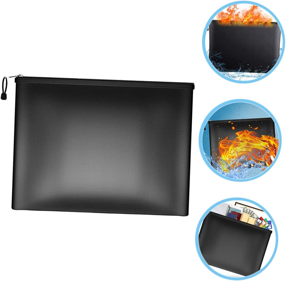 BUTIFULSIC Fireproof Waterproof Money Bag 29X20.5Cm Document Holder Zippered Important Document Storage for Home Office image number 2