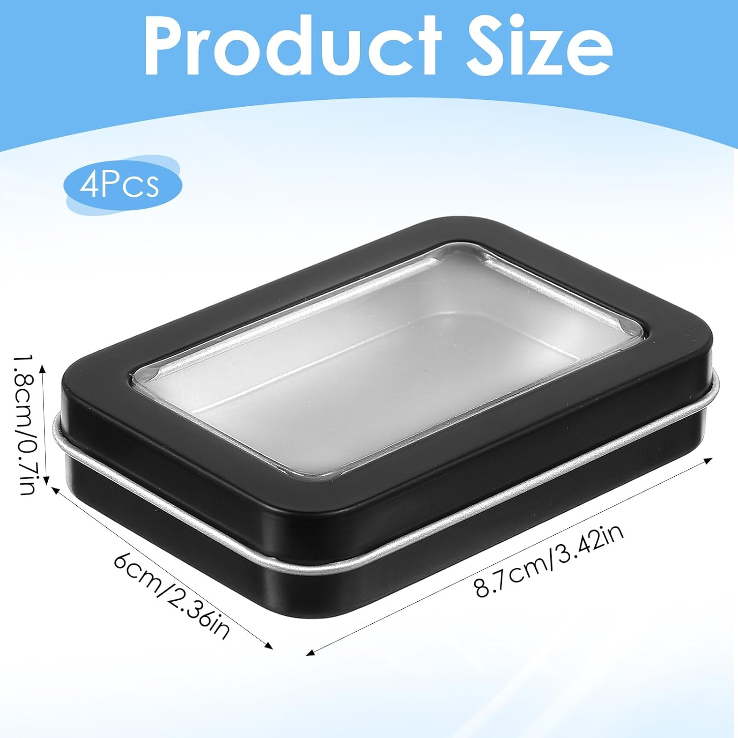 4Pcs Cotton Swab Holder for Travel, Portable Floss Picks Case with Dustproof Lid Refillable Floss Pick Dispenser Travel Flosses Picks Case with Dustproof Lid for Cotton Swabs Hair Ties (Black) - Silver image number 4