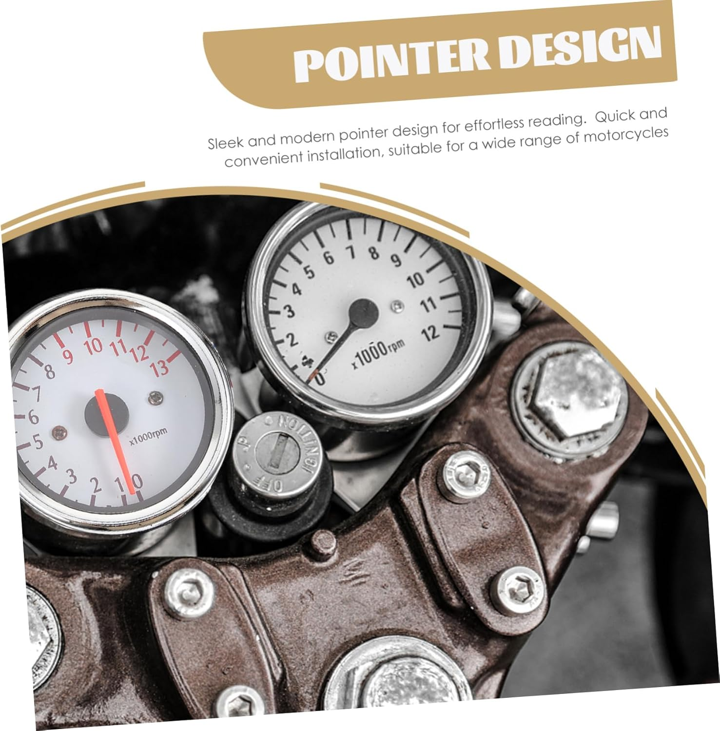 BUGUUYO Pointer-Type Tachometer for Motorcycle White Modified Gauge Speed Instrument Replacement for Motorbike image number 1