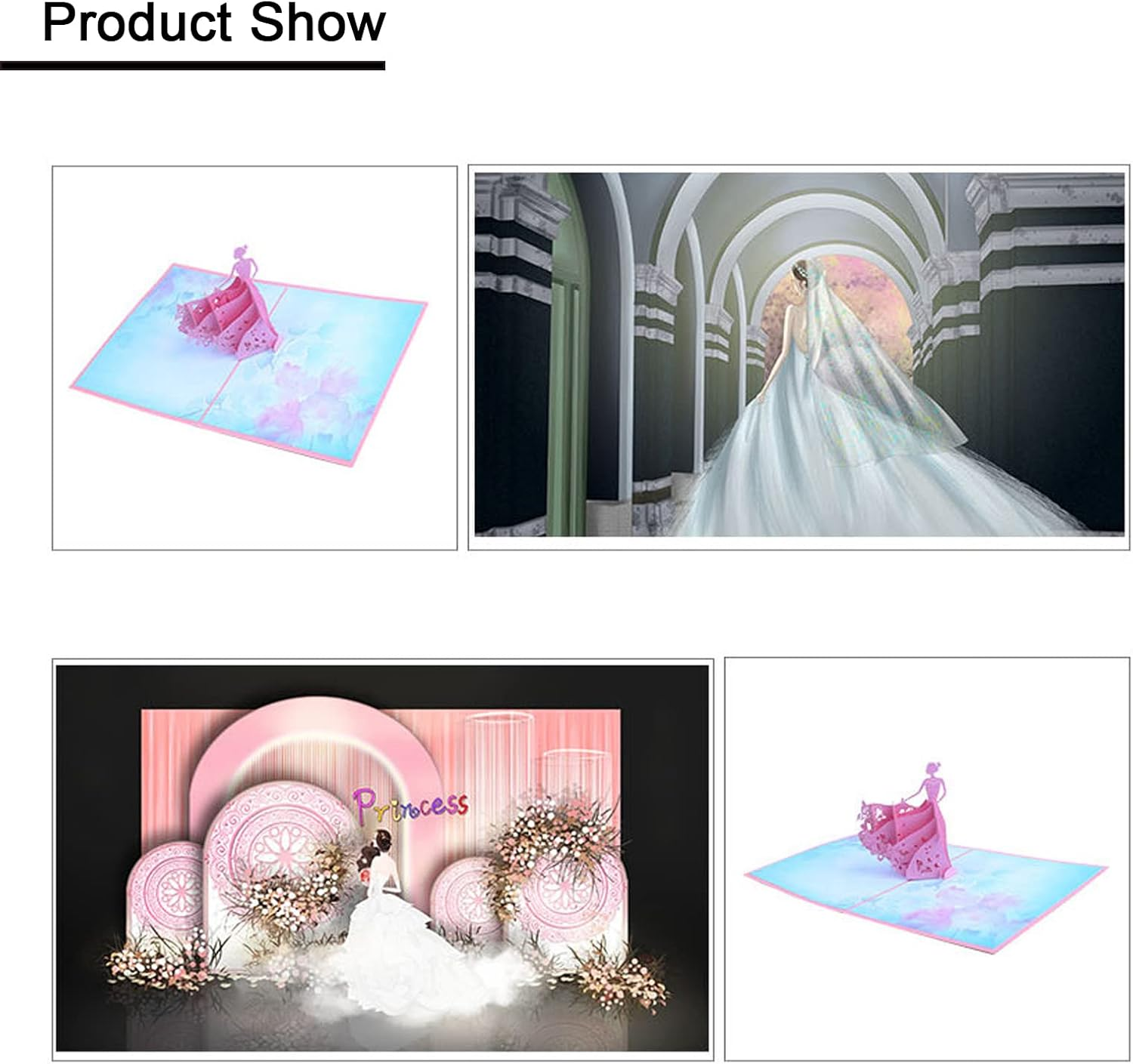 1 PCS Pink Princess 3D Greeting Card Valentine'S Day Greeting Card Pop-Up Greeting Card Mother'S Day Greeting Card Birthday Greeting Card with Envelope image number 6