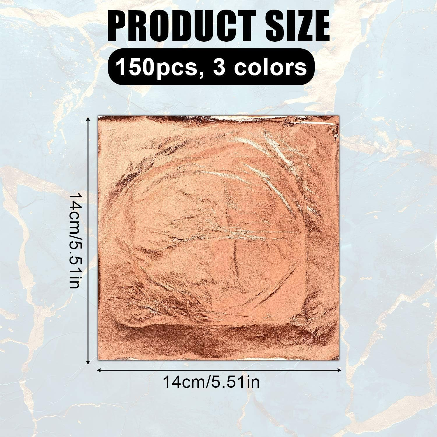 150Pcs Gold Foil Sheet with Tweezer and Brush,Imitation Gold Foil Sheet with Tweezer and Brush,Rose Gold Silver Gold Foil Sheet with Gilding Brush Tweezer,Foil Paper Art Gold Foil Sheet with Tweezer image number 2