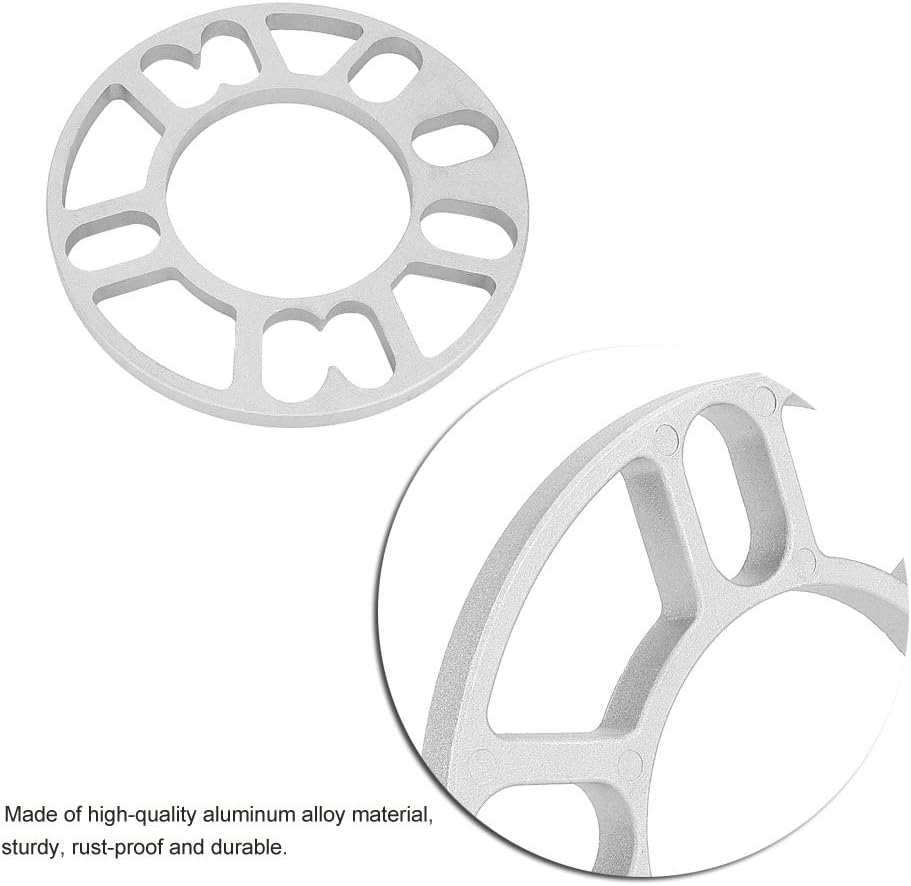 2 X 10Mm Aluminium Alloy Wheel Spacers Universal Fit 4/5 Bolt Wheel Discs Ideal for Preventing Tyre Abrasion Silver image number 2