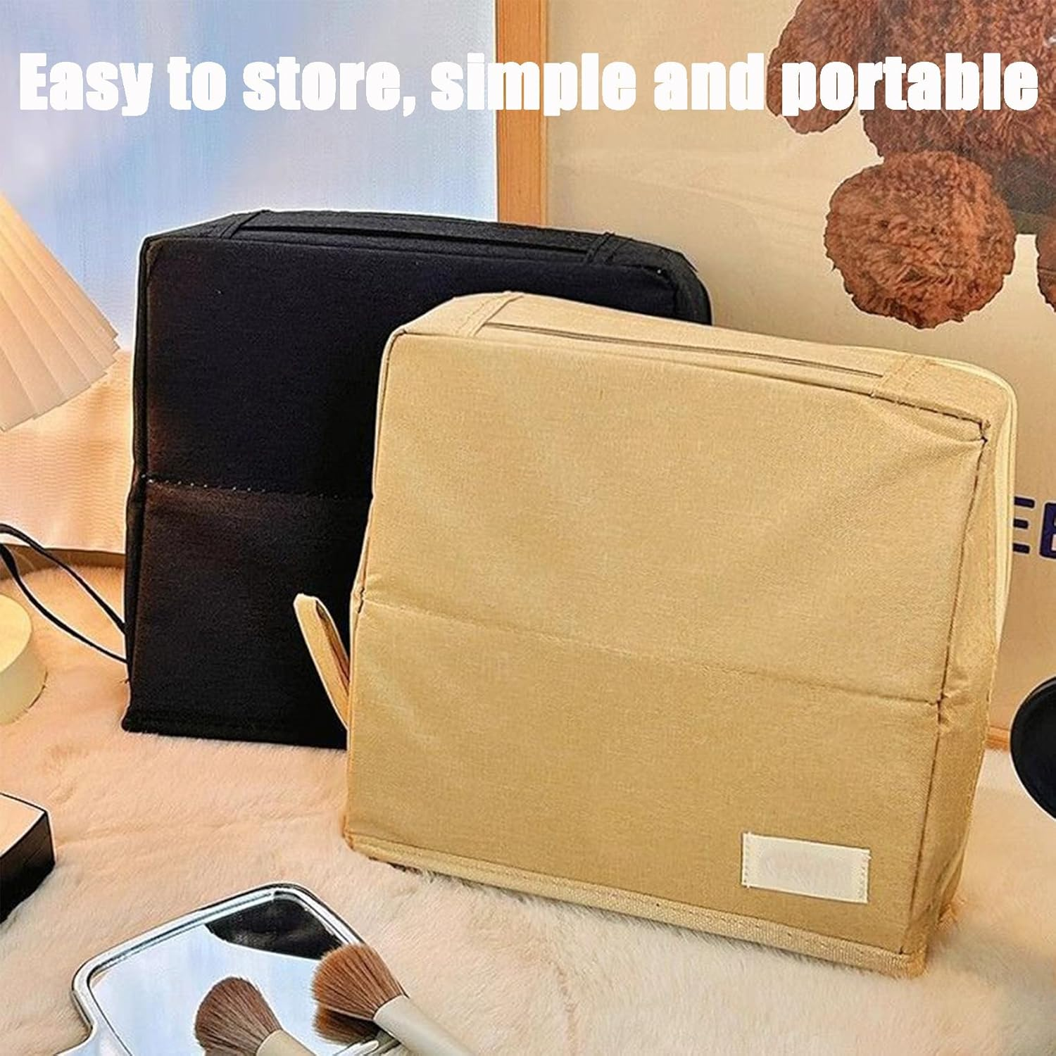 Standing Makeup Bag Portable, Large Capacity, Multi-Purpose Large Capacity Oxford Cloth Stand up Makeup Bag, Doresty Standing Waterproof Toiletry Bag with Compartments (Black) - Blue image number 6