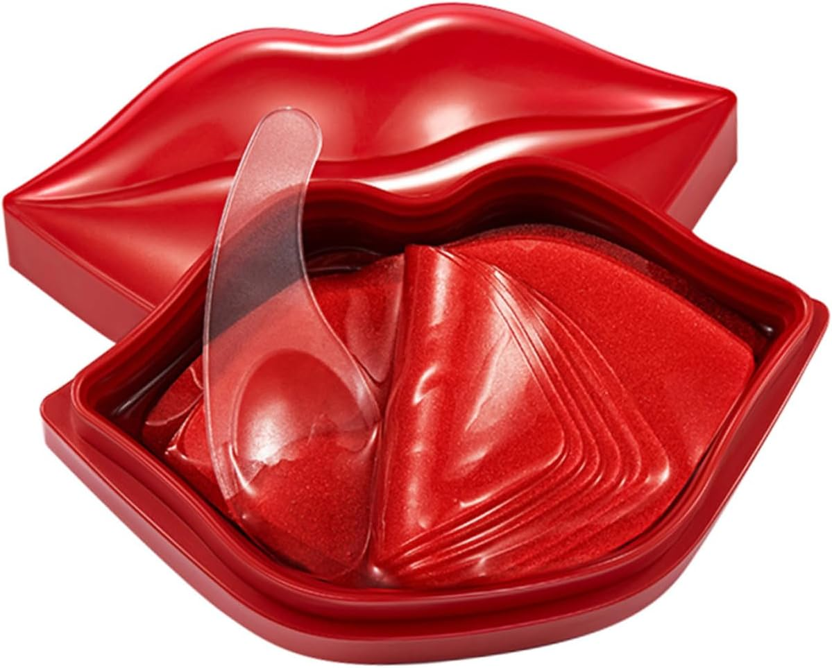 OKUMEYR 20Pcs Hydrating Lip Masks with Cherry Extracts Nourishing Gel Treatment for Dry Cracked Lips Soothing Night Care Pads for Soft Formula