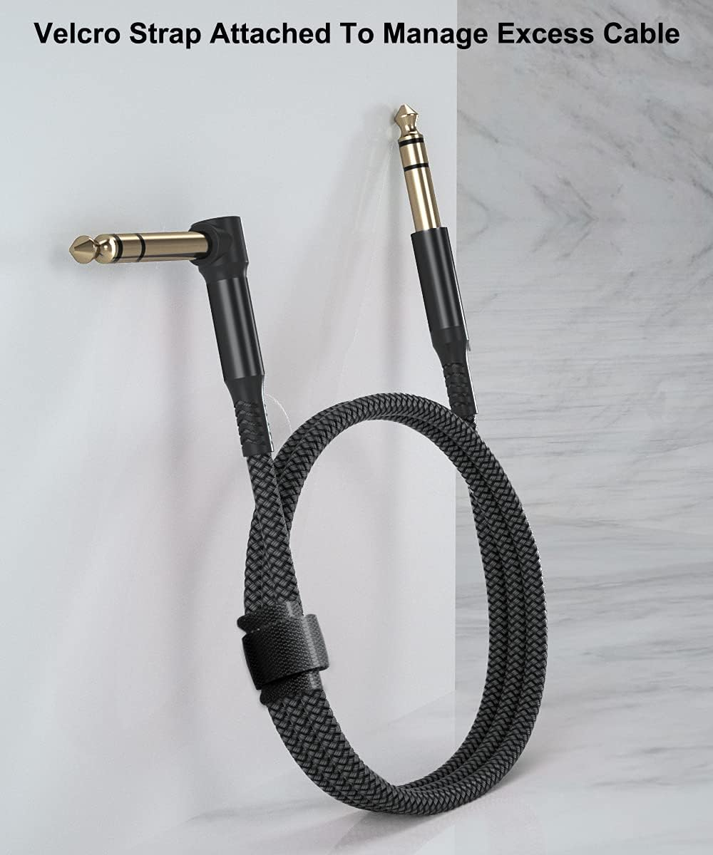 RUXELY 6.35Mm TRS Instrument Cable 1M 2-Pack,Right Angle 90 Degree 1/4 Inch Male Jack Stereo Audio Cord,6.35 Balanced Line Lead for Electric Guitar,Bass,Keyboard,Mixer,Amplifier/Amp,Speaker,Equalizer image number 3