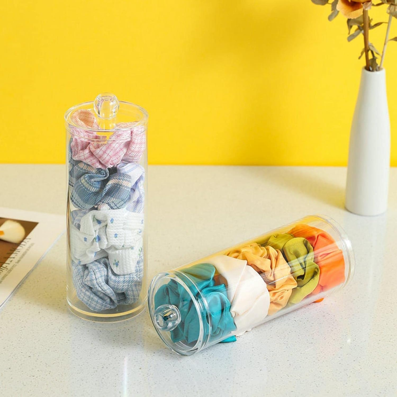 Colaxi Acrylic Scrunchie Holder Stand Organizer with Lid Women Girl Accessories, 2 Packs image number 3