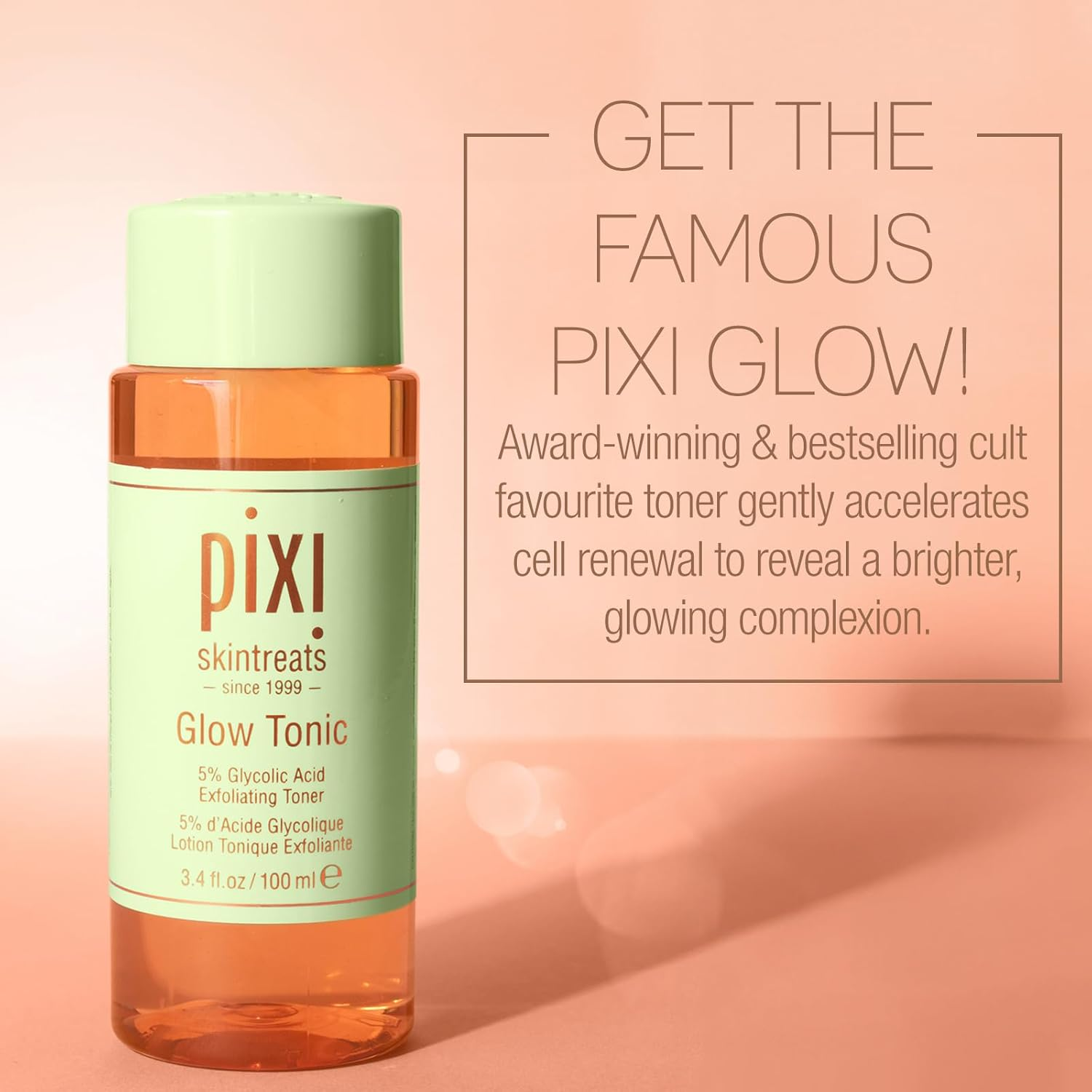 Pixi Glow Tonic Balancing Face Toner Glycolic Acid Toner (3.4 Fl Oz/100 Ml Toner) image number 2