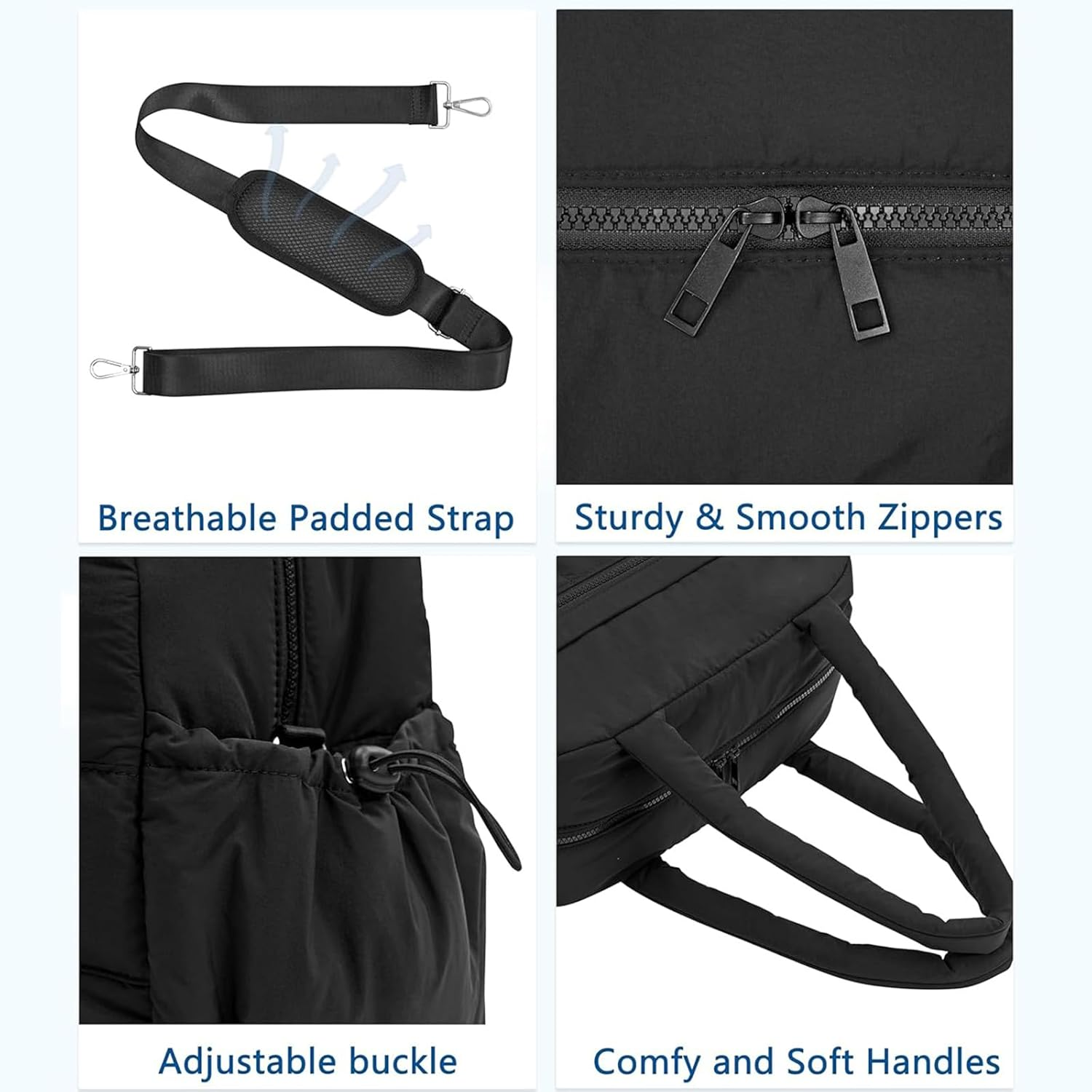 Gym Bag for Women,Puffer Gym Duffel Bag,Lightweight Carry on Weekender Duffel,With Laptop Compartment,Water Resistant