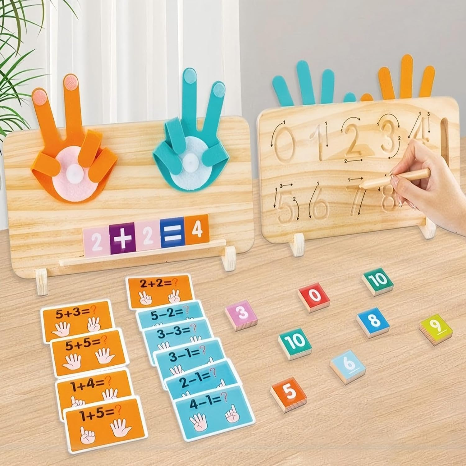 Montessori Preschool Educational Math Manipulatives Number Counting Blocks Toys for Kids Toddlers image number 6