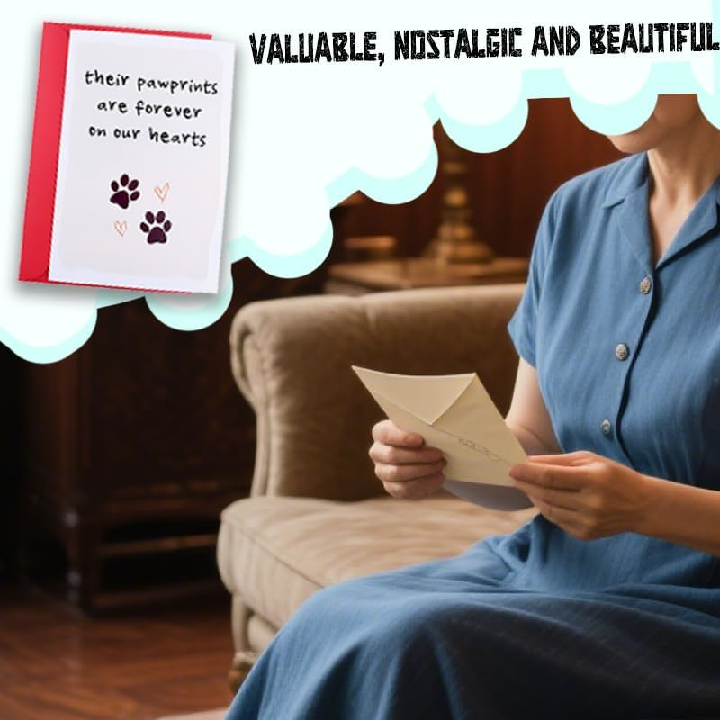 Pet Sympathy Cards Gifts Dog Pet Memorial Gifts for Loss of Dogs Pets Remembrance Condolence Card Gift Doggy Cat Loss of Dog Sympathy Card Gift with Heart and Paw Print image number 1