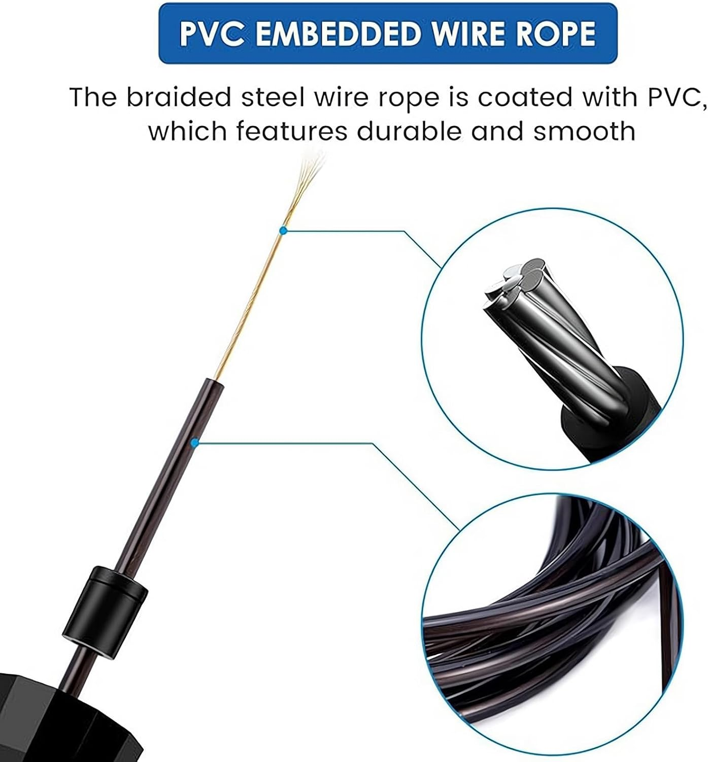 3Pack Skipping Rope with Ball Bearings Tangle-Free Rapid Speed Steel Wire,Light Weight Length Adjustable, Memory Foam Anti-Skid Handles Fitness for Women,Men and Children Fitness(3 Colors) image number 6