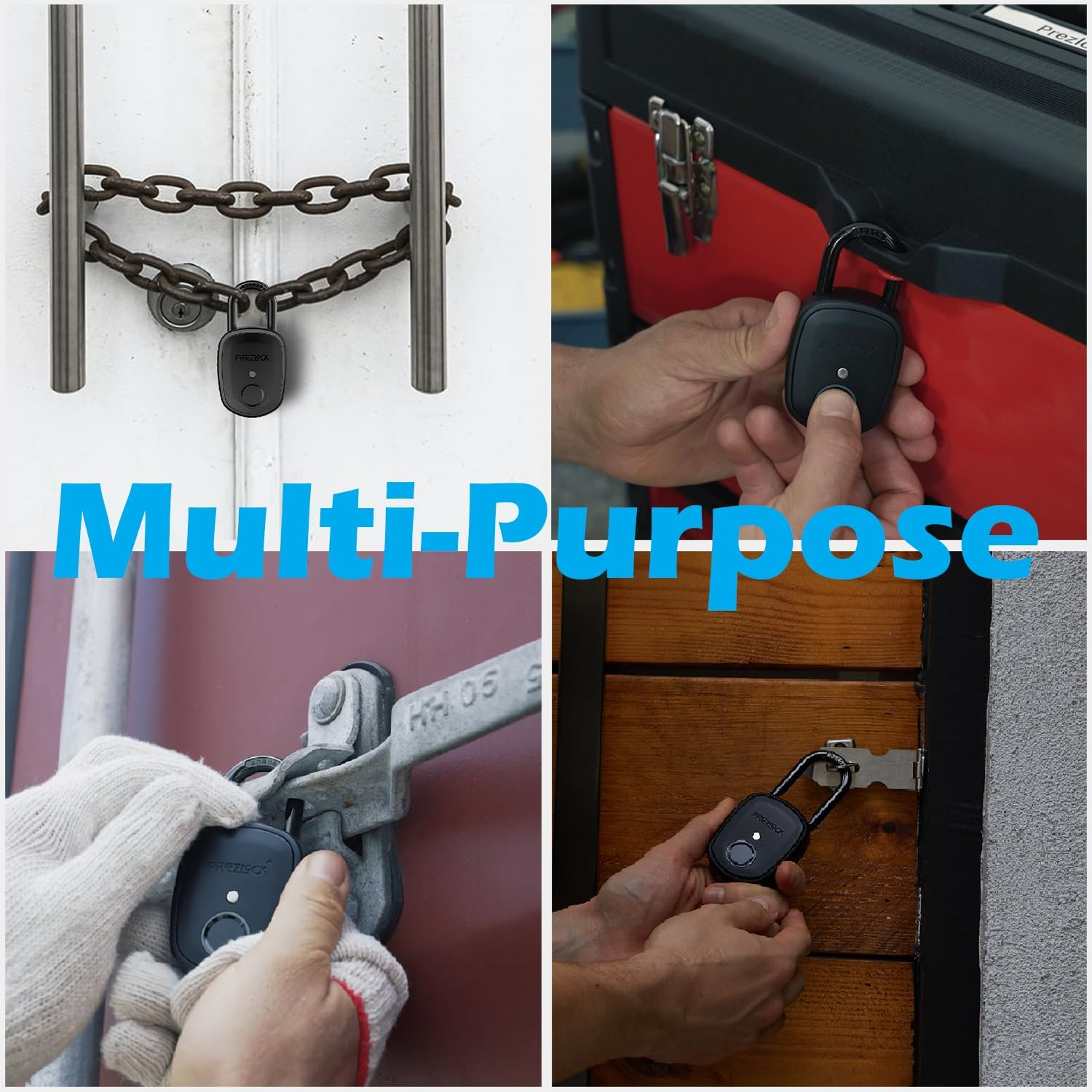 Prezlock Smart Fingerprint Padlock with Key, Biometric Padlock with APP, Suitable for Outdoor and Heavy Duty, IP65 Waterproof. image number 4