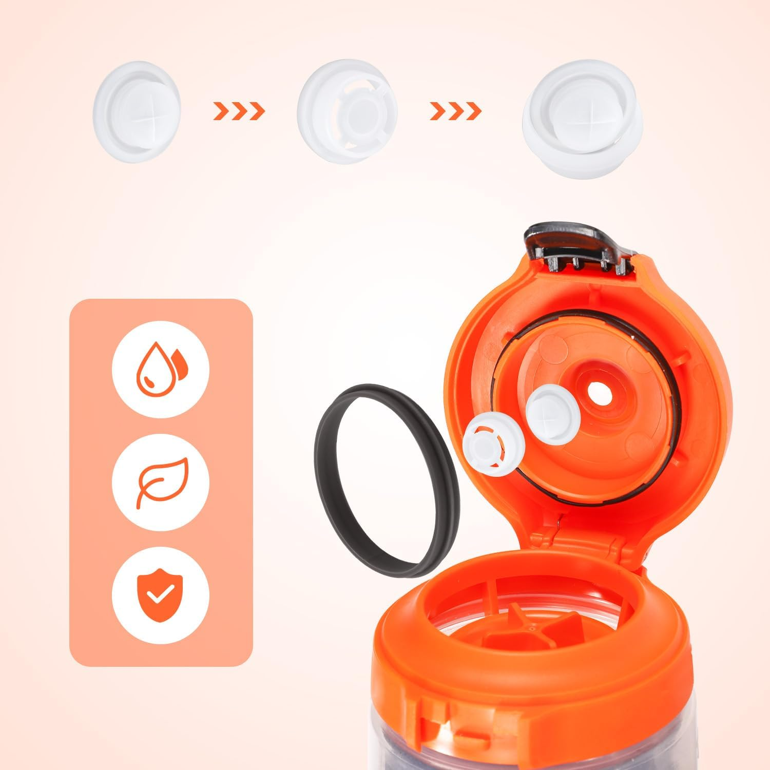 10Pcs Bottle Lid Replacement Compatible with Gatorade Water Bottle, Dispensing Valves Replacement Gasket Silicone Valve and Plastic Insert & Bottle Seal & Clip for Gatorade GX 30Oz Part Accessories image number 1