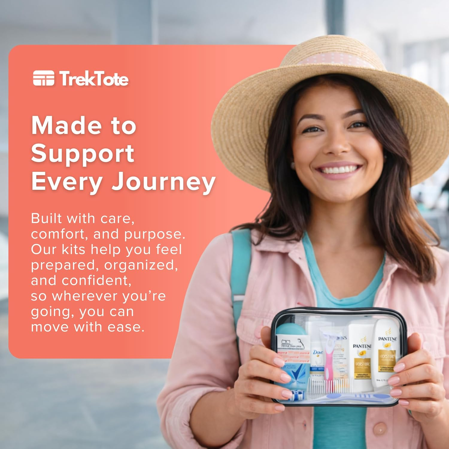 Trektote Travel Toiletry Kit for Women &ndash; 15 Piece Set of Premium Travel Size Toiletries, TSA Compliant Travel Essentials, Includes Shampoo and Conditioner, Body Wash, Toiletry Bag & More image number 6