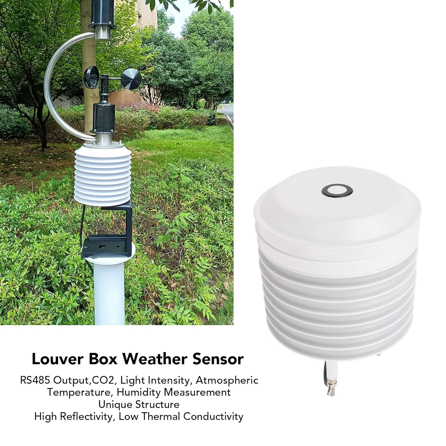Yosoo Weather Sensor Efficient Accurate Louver Box Type RS485 Output for Weather Station ABS Material image number 2