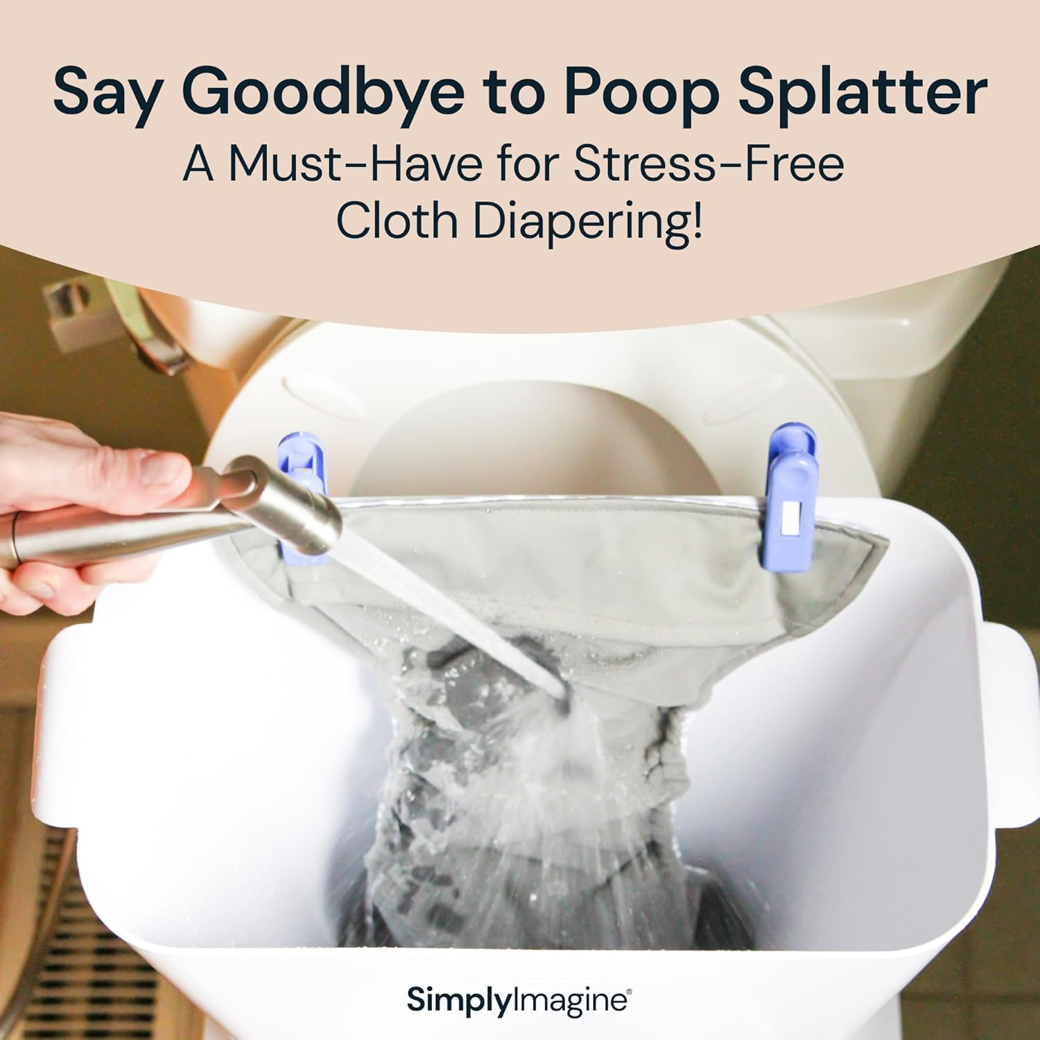 Spraystand - Cloth Nappy Sprayer Splatter Shield - Contains Spray and Debris When Rinsing Cloth Nappies, Clothing, Shoes, and More in Toilet Spray Bucket Pail image number 5