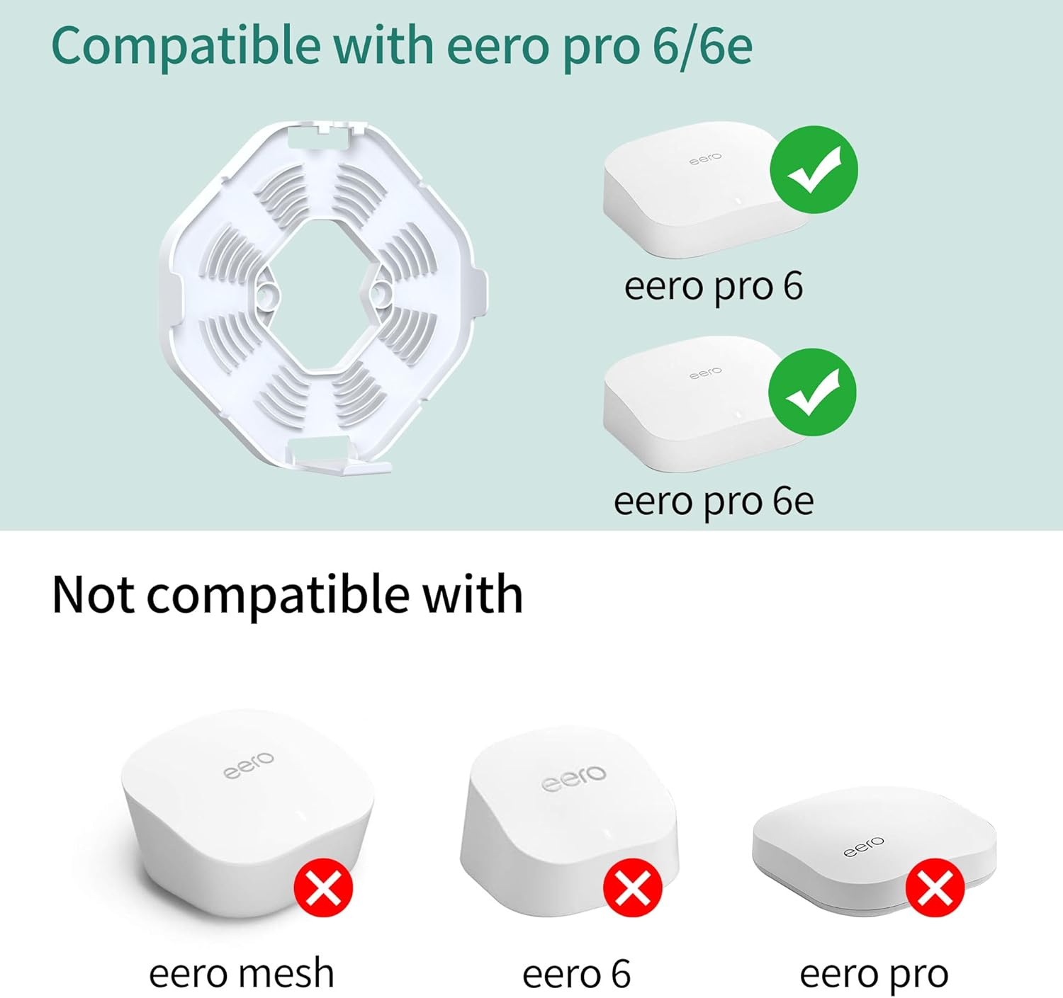 Homemount Made for Eero Pro 6/6E Wall Mount - Secure & Sleek Cable Management, Compatible with Eero Pro 6/6E, Durable ABS Material, Easy Installation image number 2