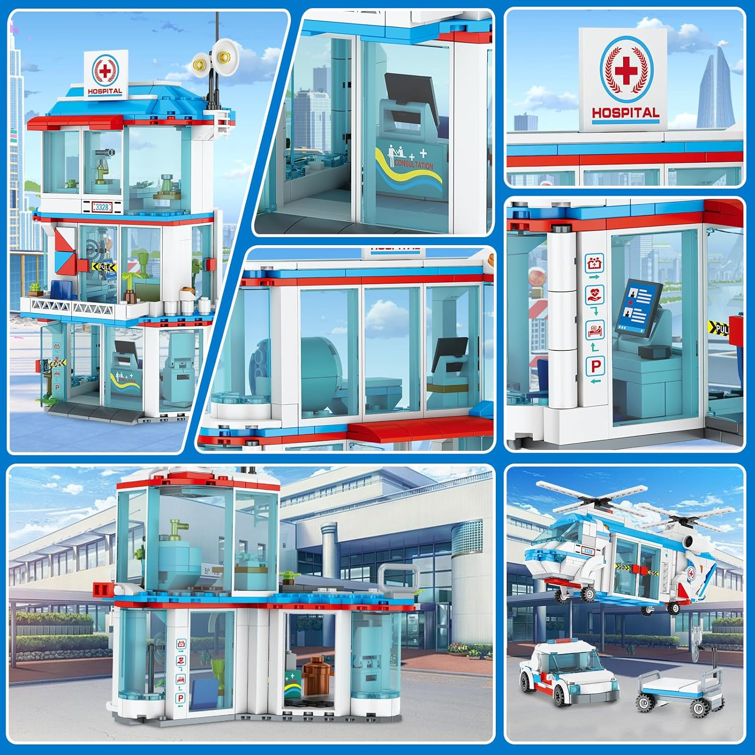 City Hospital STEM 3 In1 Building Sets, Compatible with  Ambulance Tor Truck, Rescue Helicopter, Connect to Other City Sets, 687 PCS Best for 6 7 8 9 10 Boys image number 4