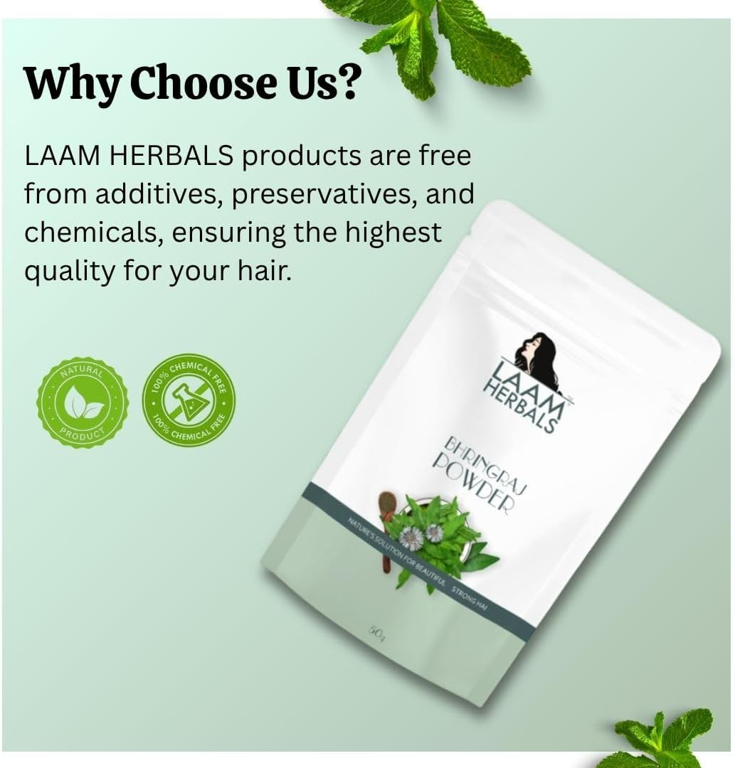 Laam Herbals Bhringraj Leaf Powder| Hair Master| All in One Solution| for Healthy Scalp and Natural Hair (80 G) image number 3