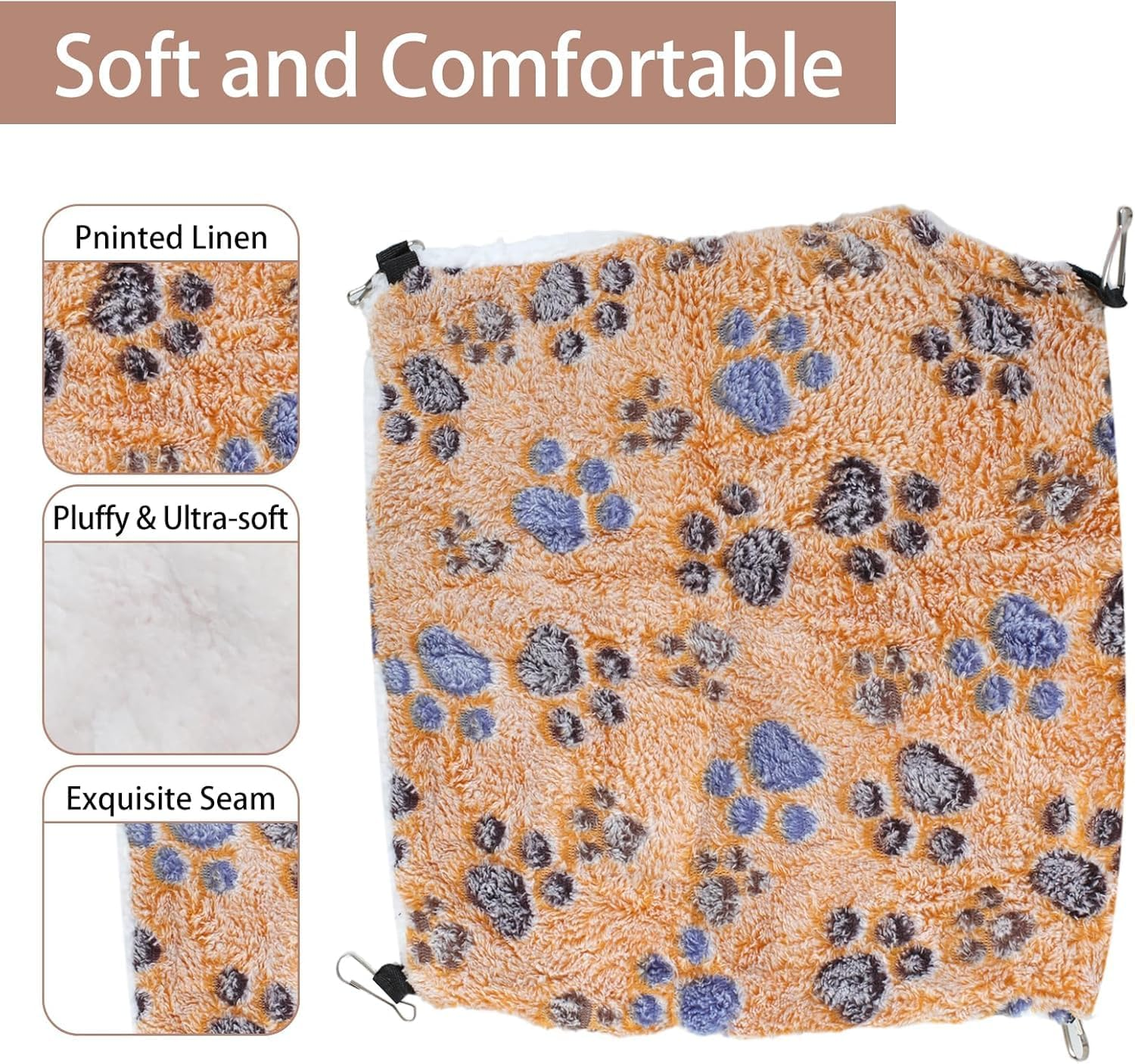 Double-Layer Pet Cage Hammock for Small Animals, 2 Pack Double-Layer Pet Cage Hammock, 2-Layer Soft and Fluffy Guinea Pig Hanging Bed,Soft Fluffy Hanging Bed for Guinea Pigs, Rats, Hamsters image number 4