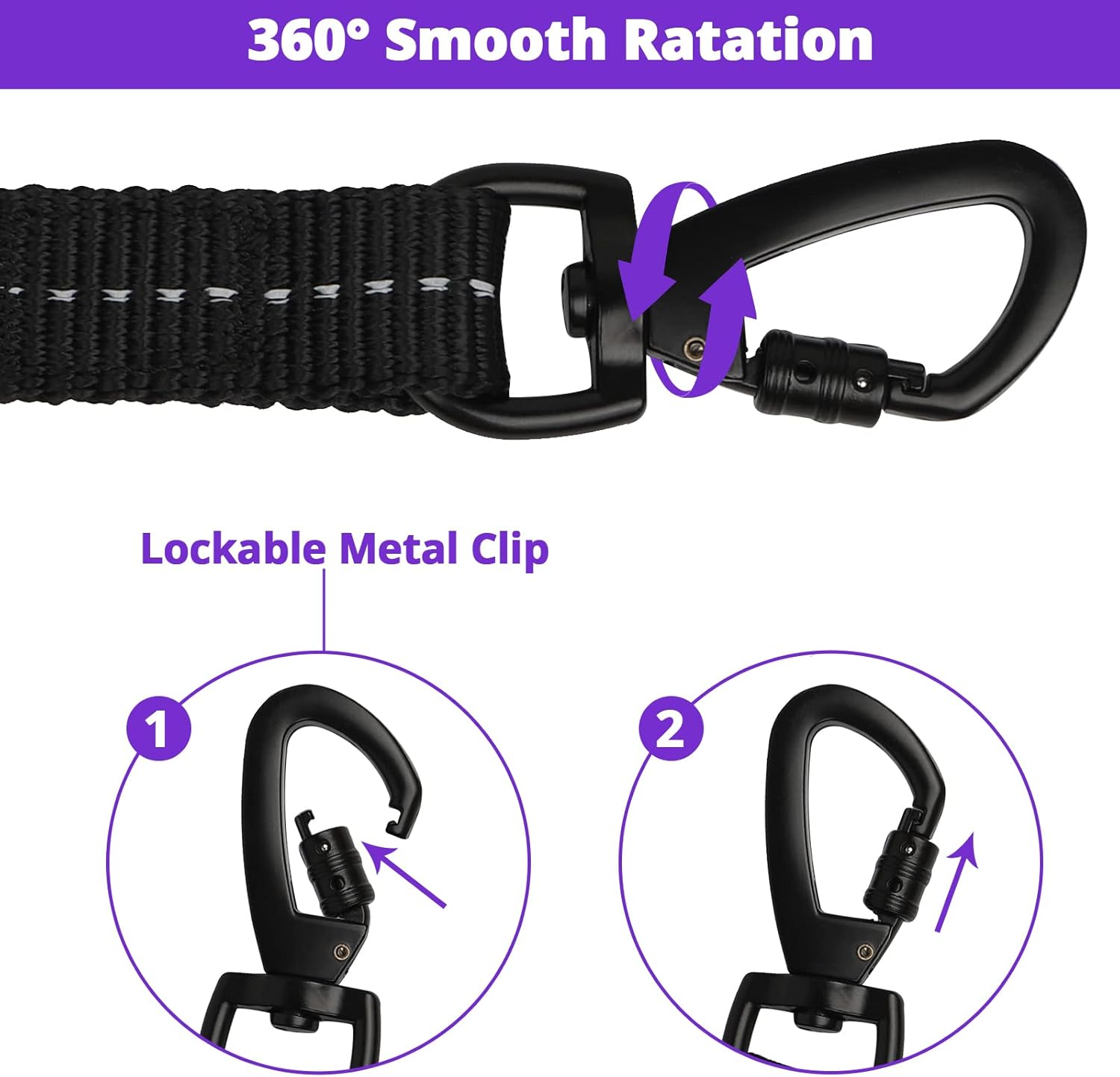 Long Dog Leash 15 FT: Heavy Duty Rope Leashes for Dogs Training with Swivel Lockable Hook Reflective Threads Bungee and Padded Handle - Dog Lead for Large Small Medium Dogs outside Walking Hiking image number 3