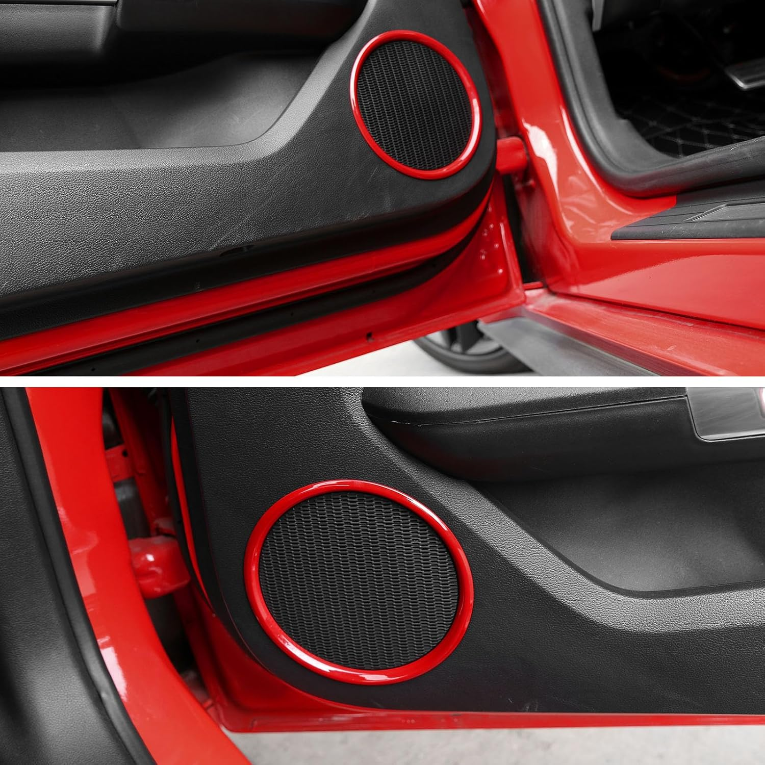 Cherocar Fit for Ford Mustang Interior Accessories, Front Door Speaker Ring Cover Accessories, Door Speaker Ring Trim Cover for Ford Mustang 2015 2016 2017 2018 2019 2020 2021 2022 2023 2024 2025+ image number 3