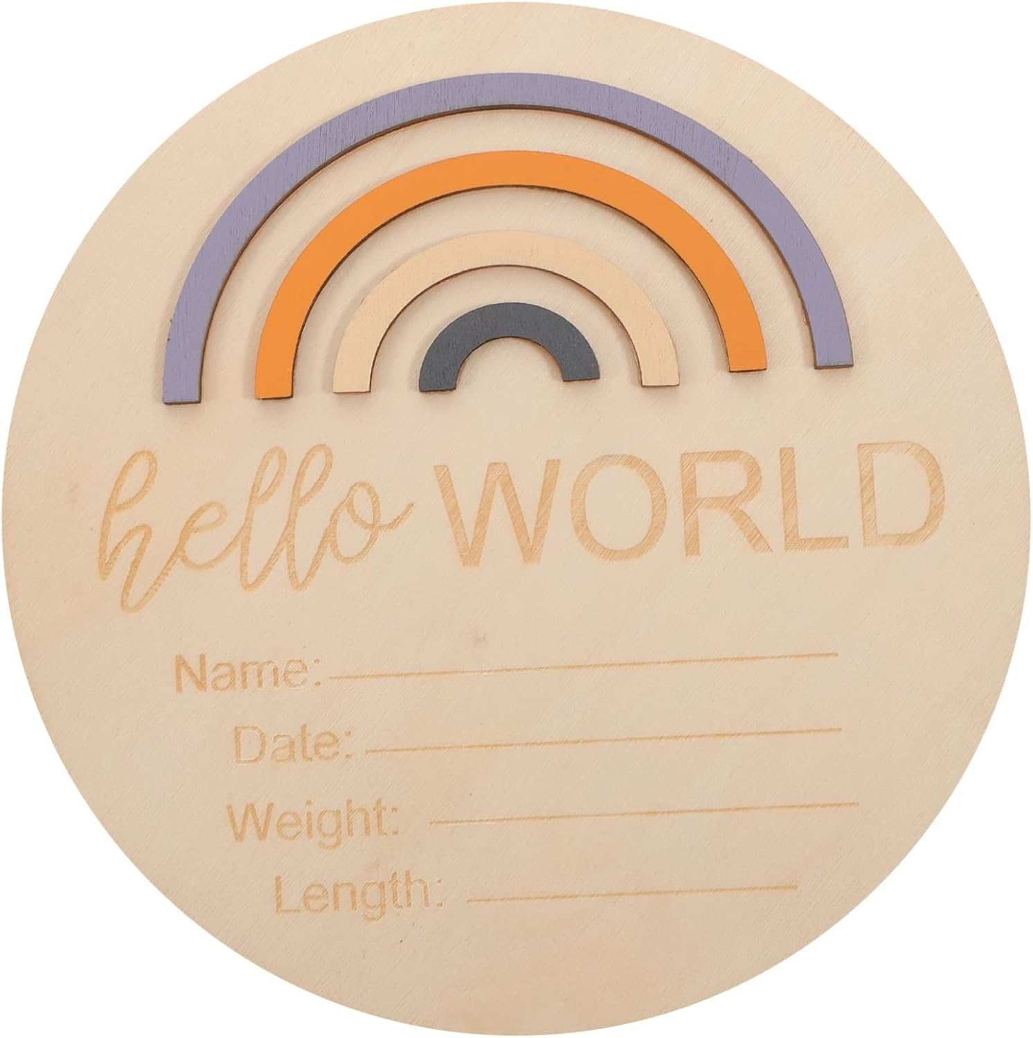 Wooden Baby Milestone Circle Cards, Newborn Monthly Milestone Signs for Nursery, Rainbow Photo Props for Baby Announcement, 15X15Cm Natural Wood Board for Infant image number 2