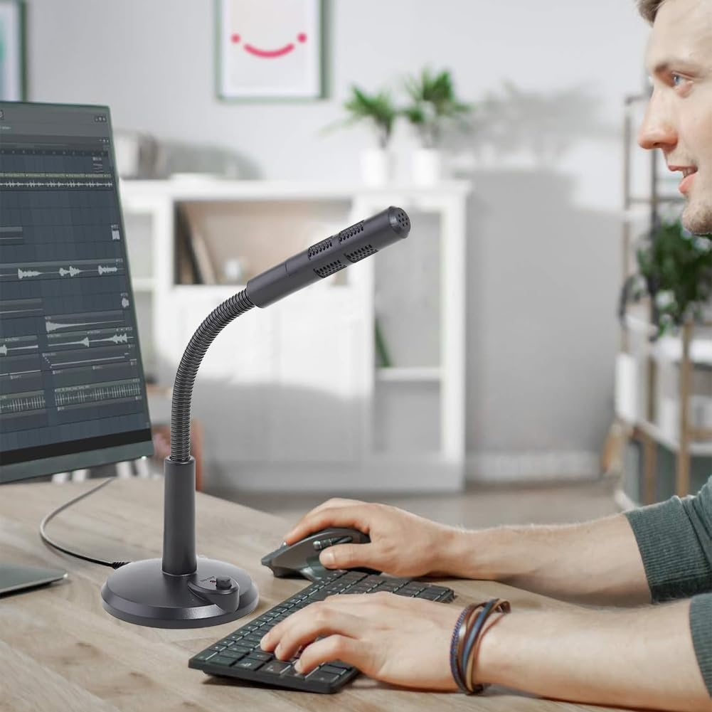 USB Computer Microphone with Mute Button, Desktop PC Condenser Mic Plug and Play with LED Indicator 360 Degree Rotation for Streaming Podcasting Vocal Recording Dictation Laptop Gaming Work Meeting image number 1