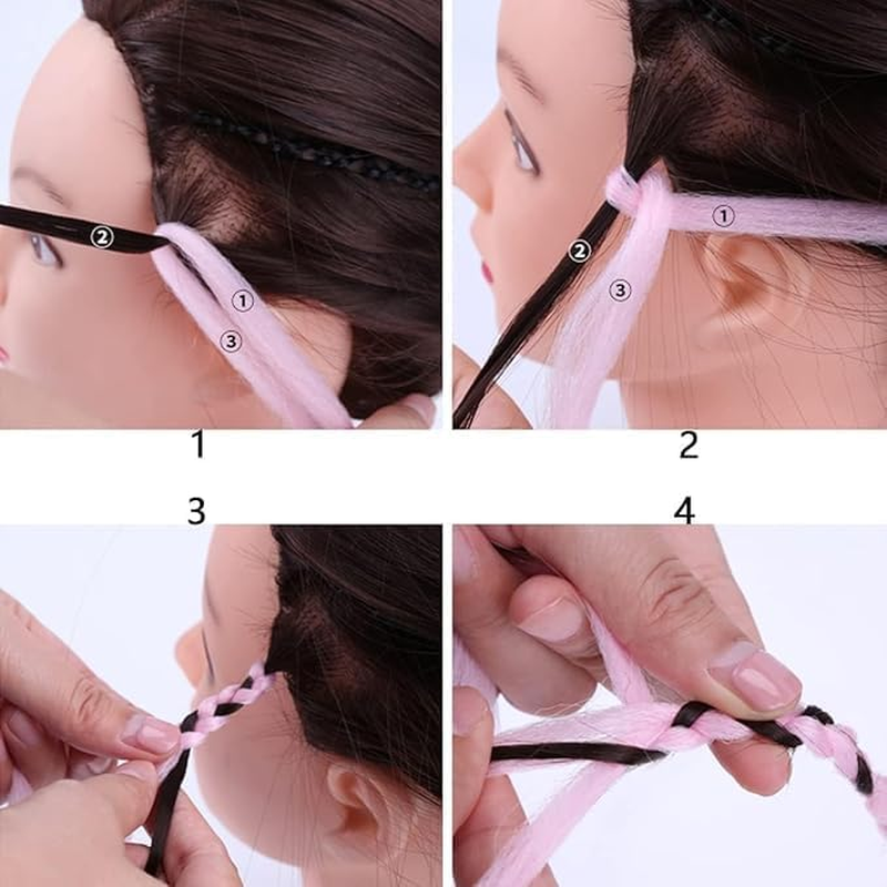 Colorful Hair Extensions 4 PACK, Upgrade 8 Colors 24" Long Braiding Hair Synthetic Hair Extensions Braid Synthetic Fiber Hair for Women Girl image number 1