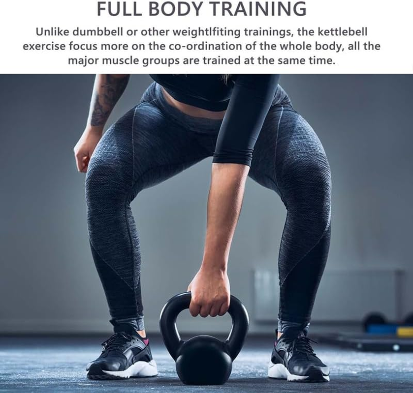 Powder Coated Cast Iron Kettlebells,Classic Kettlebell Weights, Black Kettle Bell 4Kg-48Kg,For Home Gym,Fitness,Workouts, Exercise,Weight Training image number 5