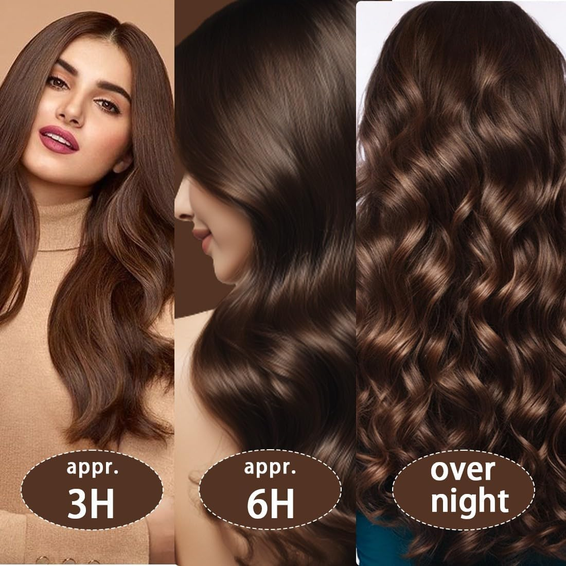 ZEPIQOR Pack of 4 Heat-Free Curlers, Heatless Curls Band, Curlers Overnight with Hooks, Overnight Blowout Curls without Heat, Curlers Heatless Curls for All Hair Types (Brown) image number 3