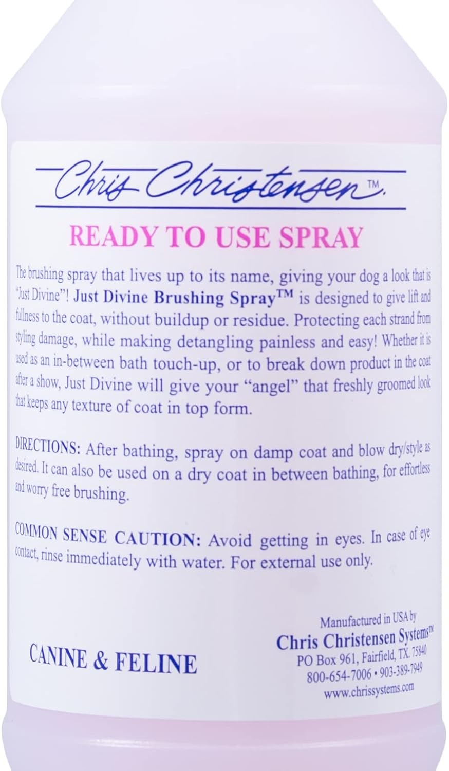 Chris Christensen Just Divine Brushing Spray,470Ml image number 2