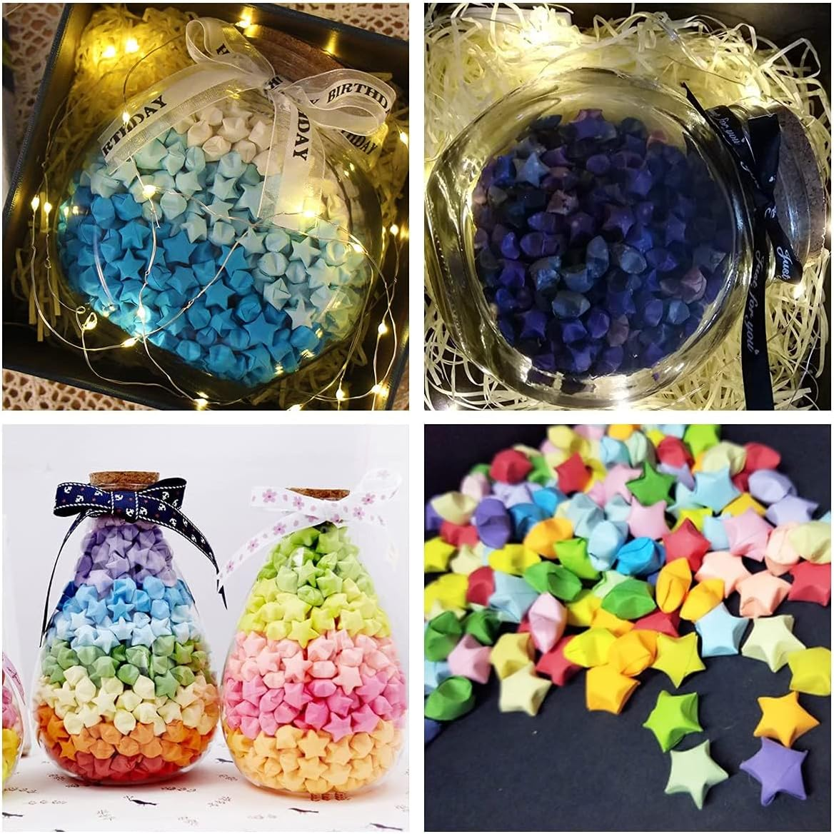 Stars Papers, 24 * 1CM 1910 Sheets Lucky Origami Stars for DIY Paper Arts Crafts (Candy and Starry Sky Gradient)