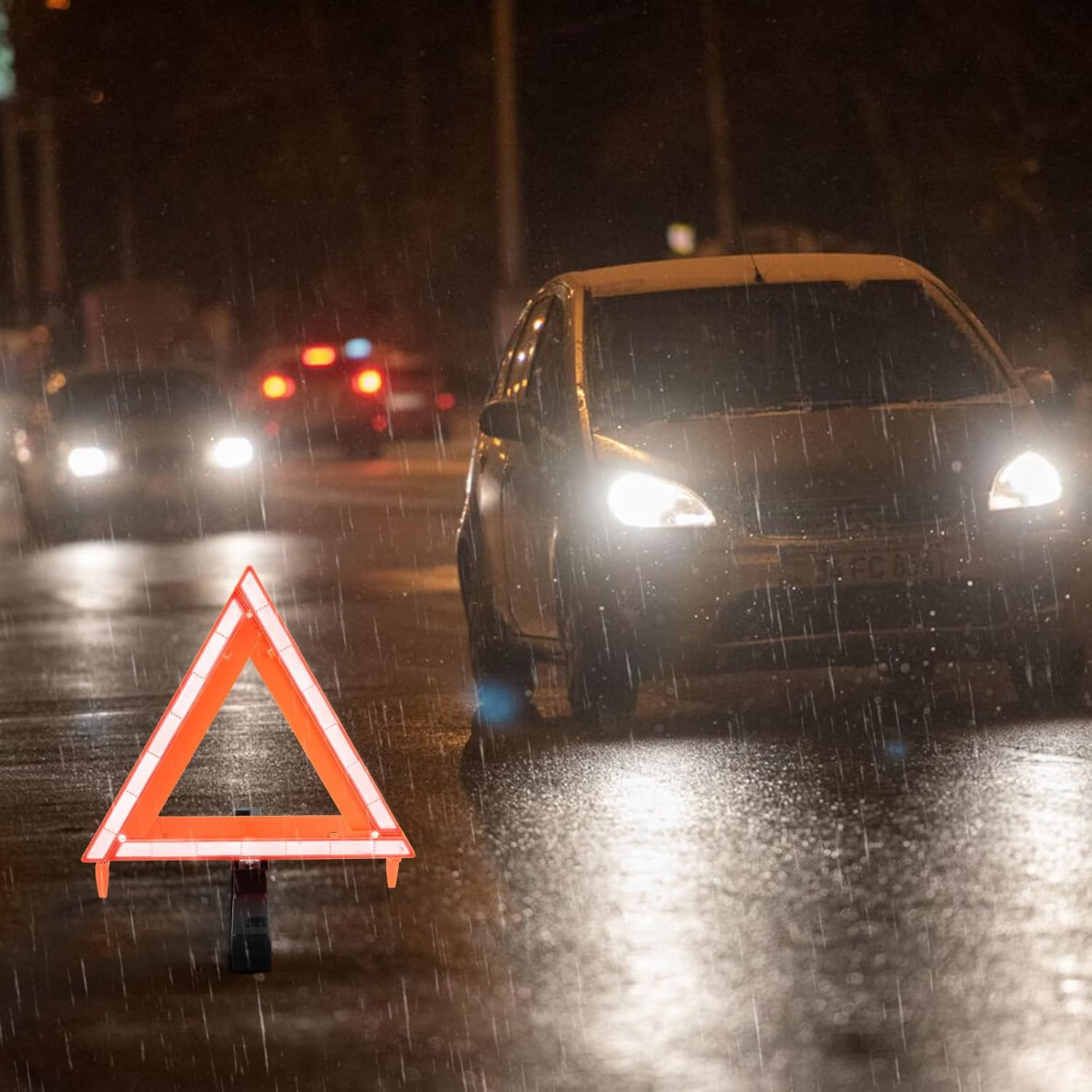 Warning Triangle, Safety Triangles Dot Approved Roadside Triangle Reflectors Reflective Safety Triangle Emergency Triangles,3 Packs(Without Sands) image number 3