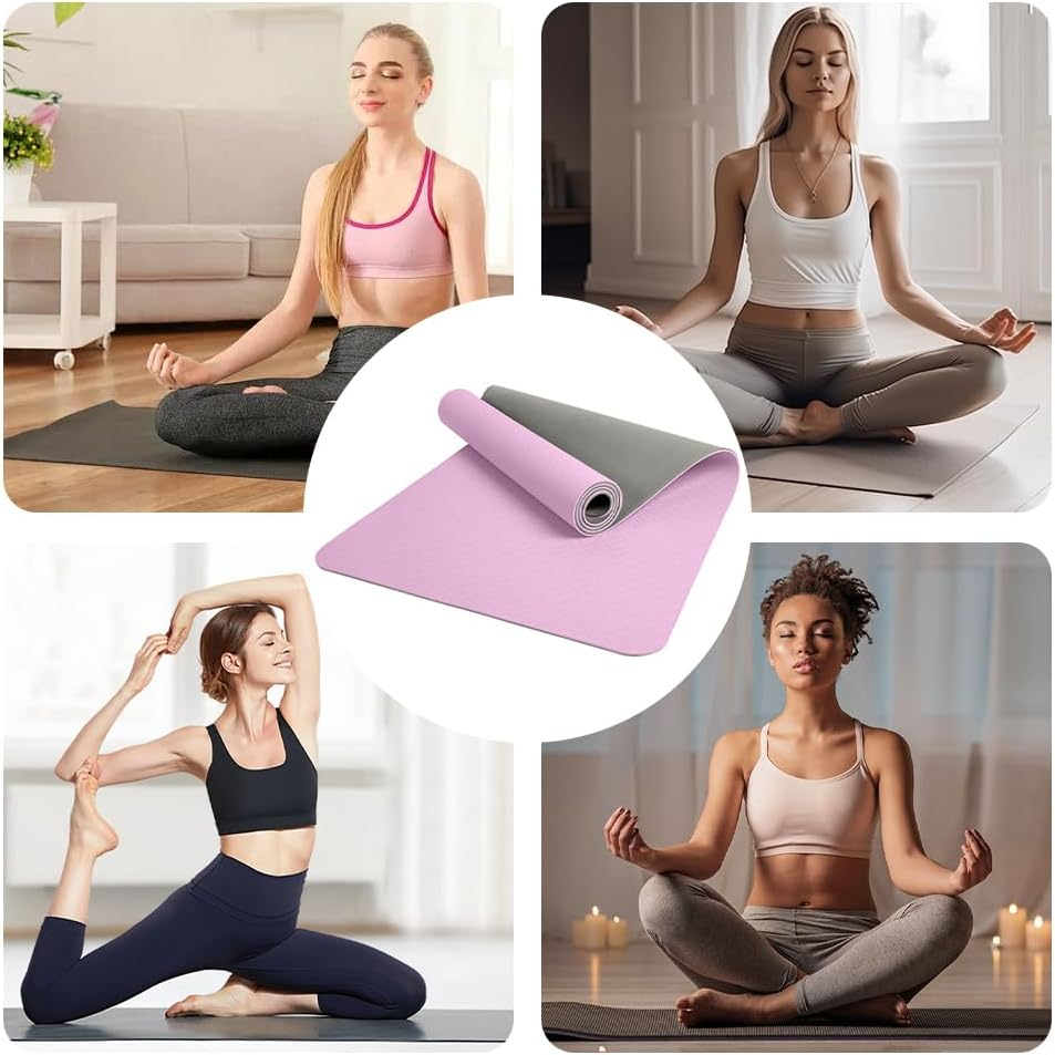 Wide Large Yoga Mat, Lightweight & Durable TPE Yoga Mat, Eco-Friendly Fitness Mat, Perfect for Yoga, Pilates,Gym Workouts,Exercise image number 6