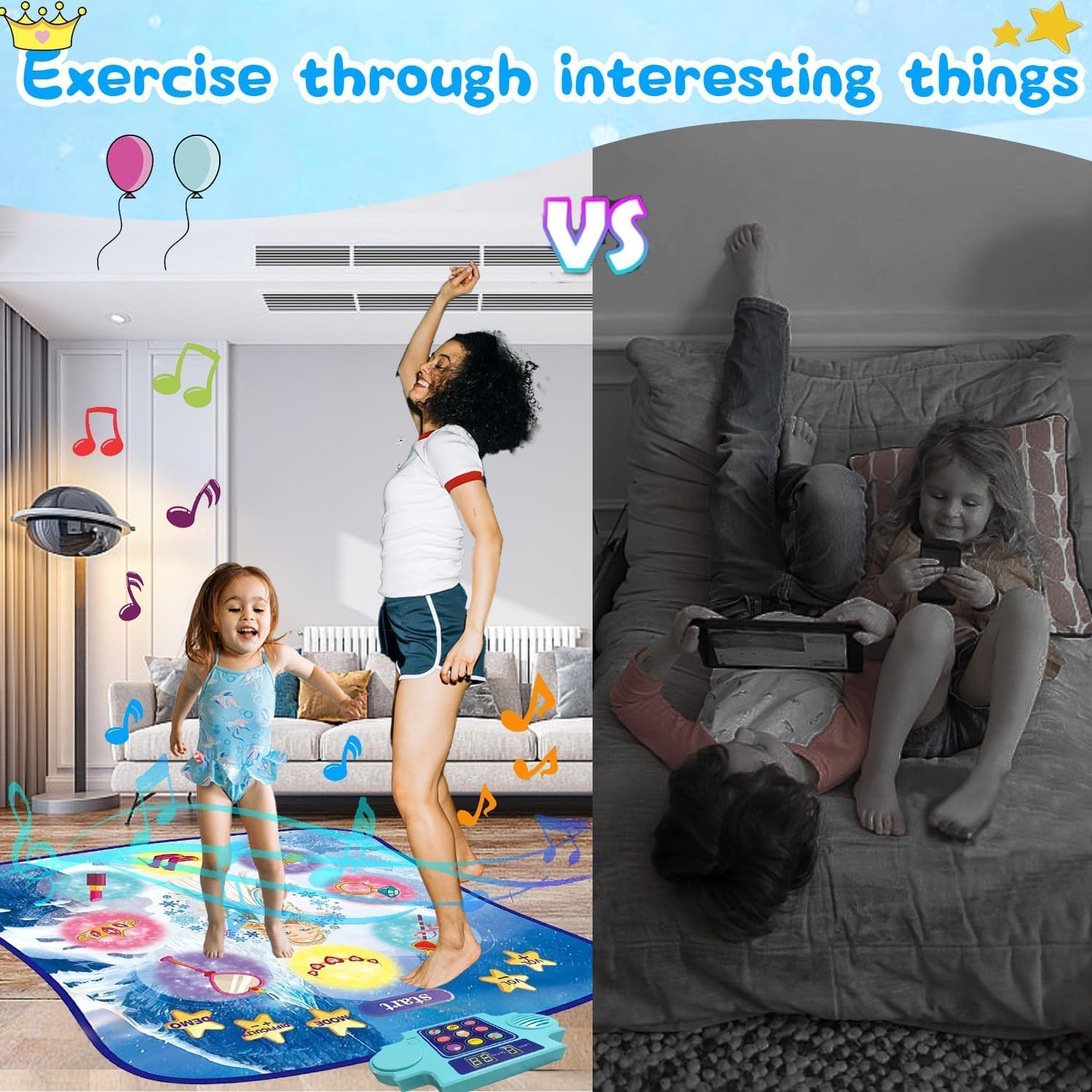 Kids Dance Mat-Frozen Toys for Girls,,Electronic Dance Pad ,6 Game Modes,Built-In Music,Light up LED Kids Musical Mat Dance Floor Mat for Girls & Boys,Christmas Birthday Gift for Girls 3-12 image number 5