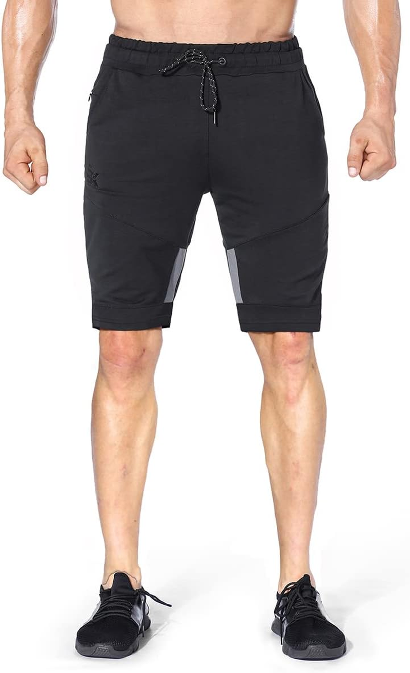 BROKIG Men'S Stripe Gym Shorts,Thigh Mesh Fitness Running Shorts Slim Fit Sport Shorts with Zip Pocket image number 3