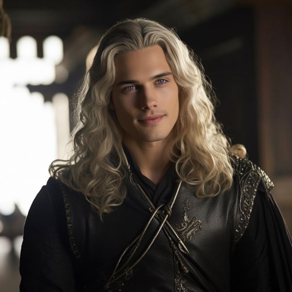 Beweig Mens Brown Long Curly Wavy Wig Middle Part Synthetic Heat Resistant Daily Party Costume Halloween