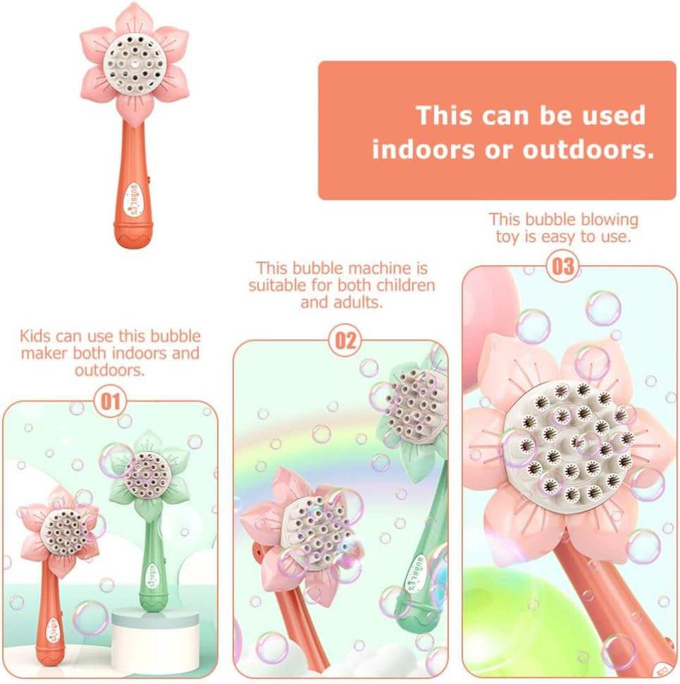 Bubble Maker Machine Sunflower Shape Handheld Blower Toy Automatic Bubble Toy Funny Outdoor Indoor Games for Boys Girls Party Favors Pink image number 2