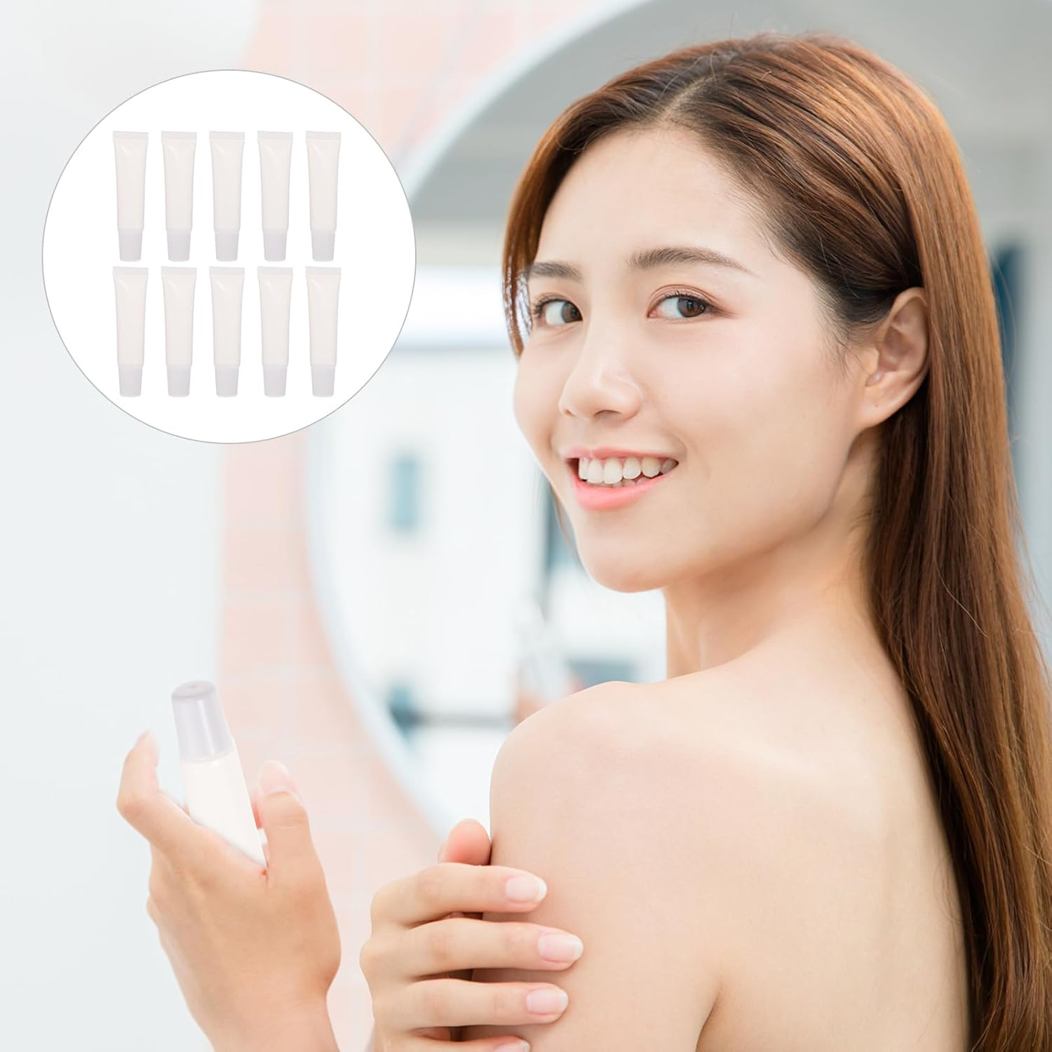 WOONEKY 10Pcs Empty Lip Gloss Tubes Refillable Lipstick Holders Transparent Travel Containers for Lip Gloss Oil and Liquid Storage image number 3