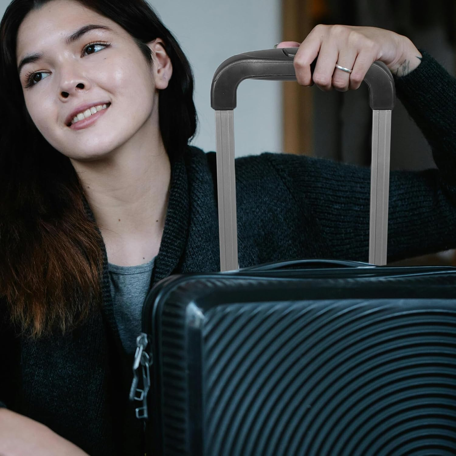 TEHAUX Aluminum Telescopic Luggage Handle Replacement, 3-Section 20-Inch Metal Pull Rod for Travel Suitcase, Portable Carry Handle Part Suitable for Trolley Bags image number 2