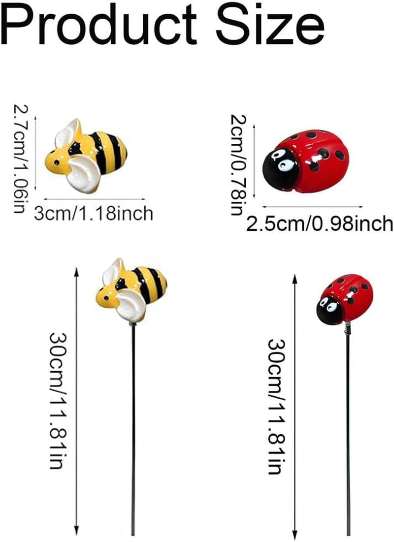 10Pcs Bee + 10Pcs Ladybug Garden Stakes Outdoor Decor Colorful Insect Art for Flower Beds, Spring Lawn and Patio, Honeybee and Ladybug Themed Plant Accessories, Painted Resin Craft for Yard and Garden - Dragonfly image number 2