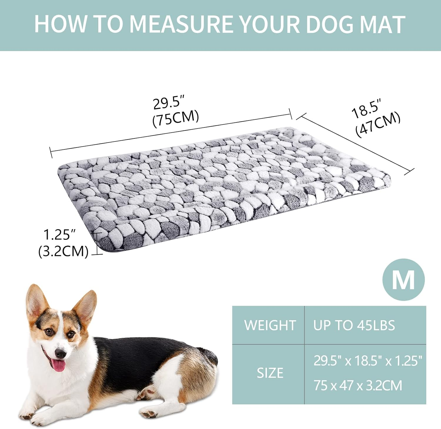 VANKEAN Stylish Dog Crate Pad Bed Mat Reversible (Cool & Warm), Soft Pet Sleeping Mat Dog Bed for Crate Suitable for Small to Xx-Large Dogs and Cats, Machine Washable Crate Beds,Grey Stone Pattern image number 6