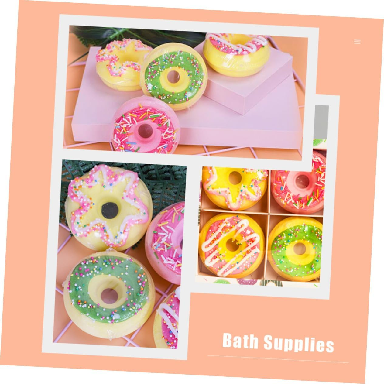 WOONEKY 4Pcs Shower Salt Balls Box Doughnut Shape Plant Extraction Fragrance Moisturizing Random Style image number 2